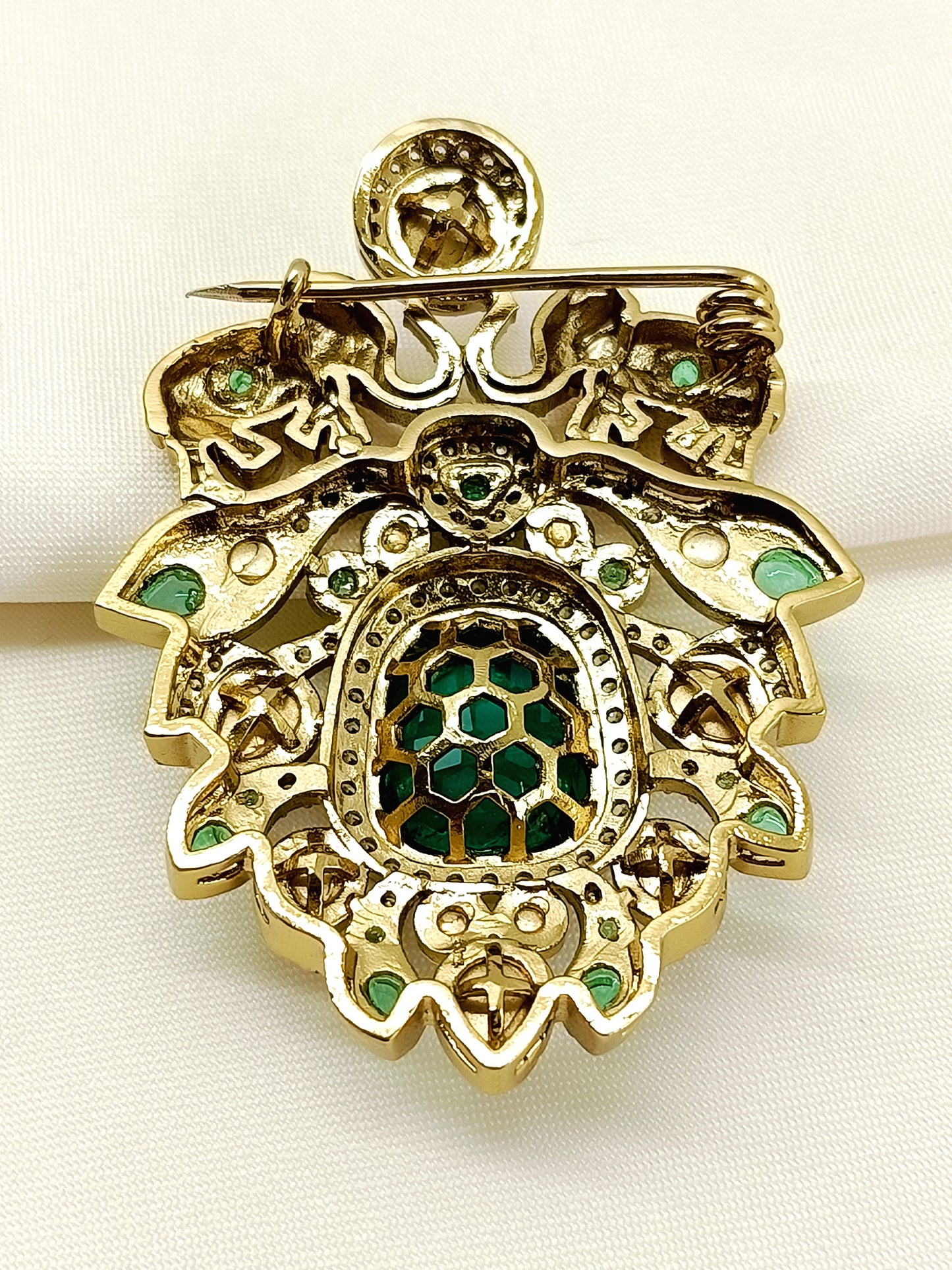 Aarohan Green Elephant Men's Brooch