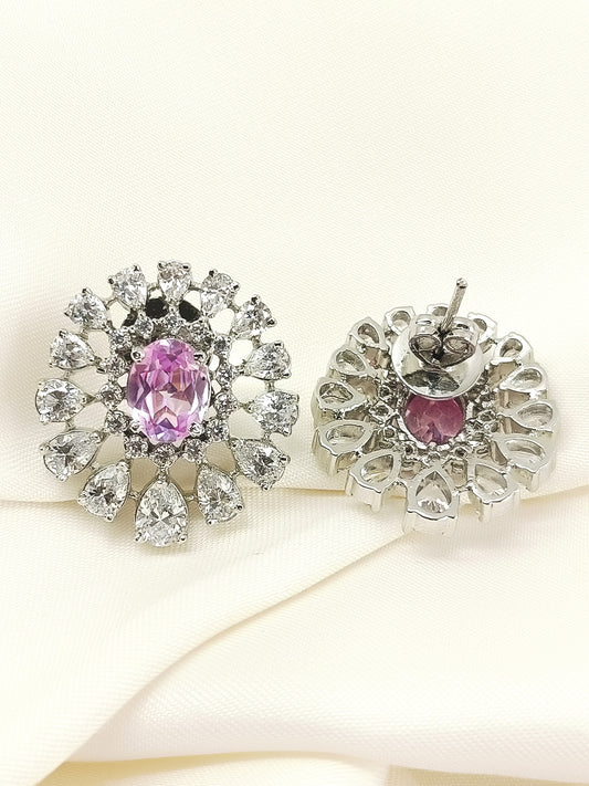 Alanna Pink 92.5 Silver American Diamond Tops