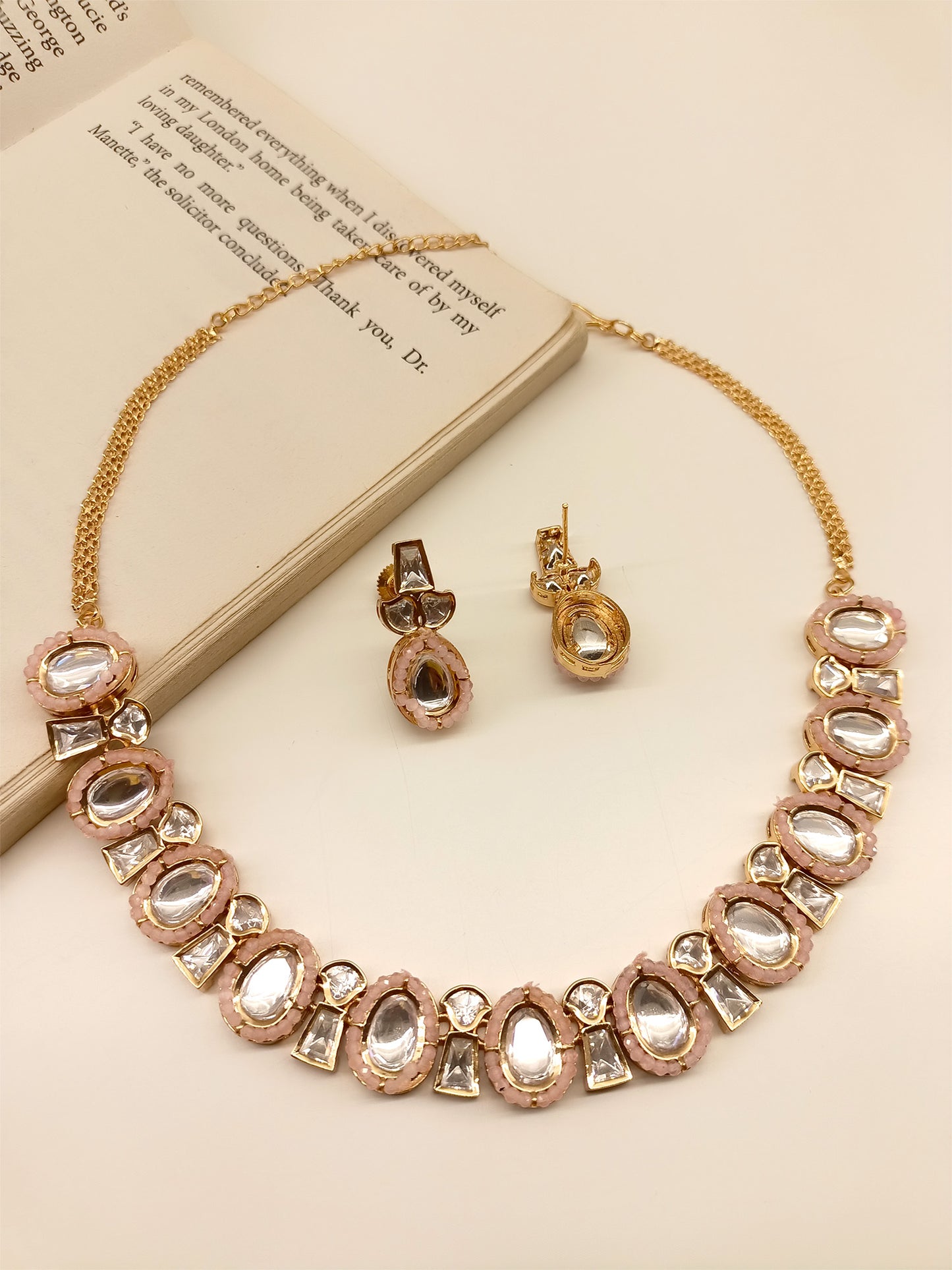 Kalki Baby Pink Kundan Necklace Set