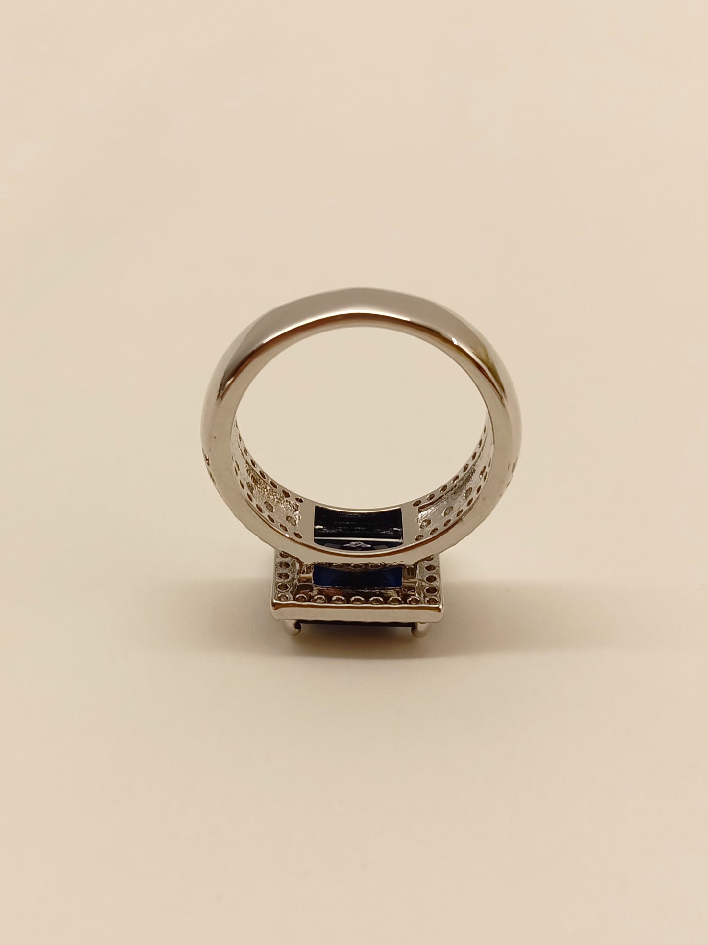 Sufiana Navy Blue American Diamond Finger Ring