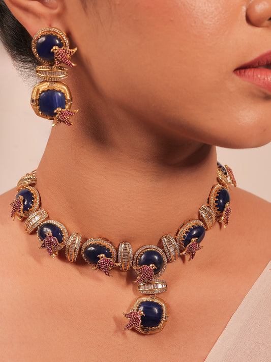 Ganishka Blue Boutique Necklace Set