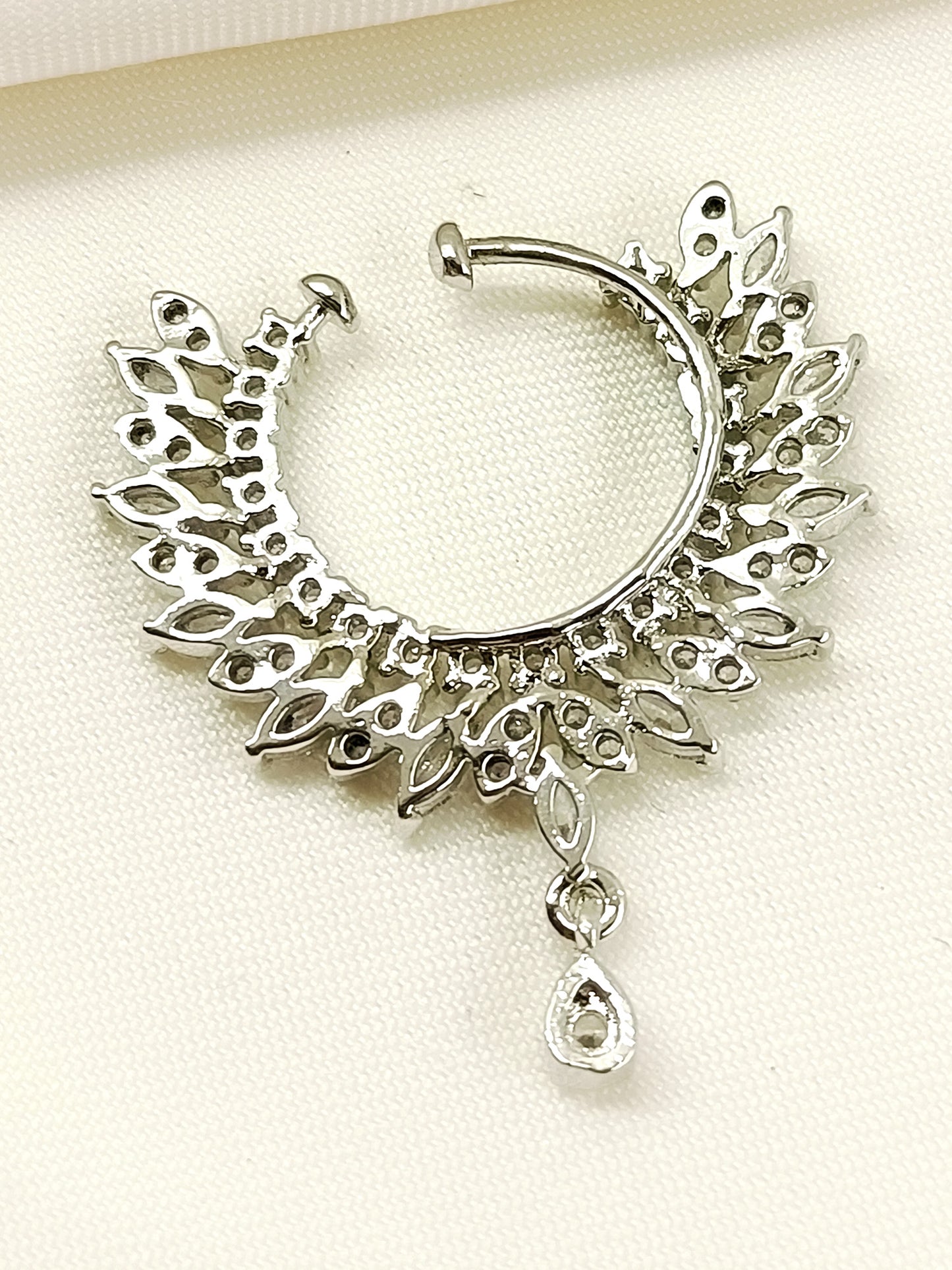Shifa White American Diamond Nath