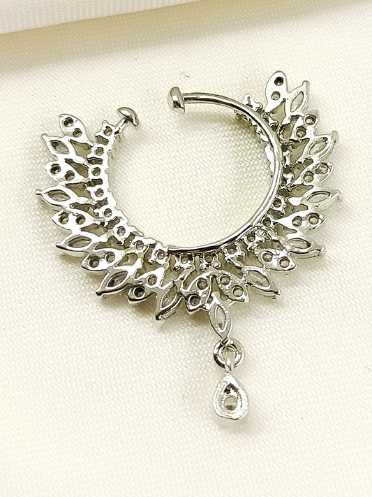 Shifa White American Diamond Nath