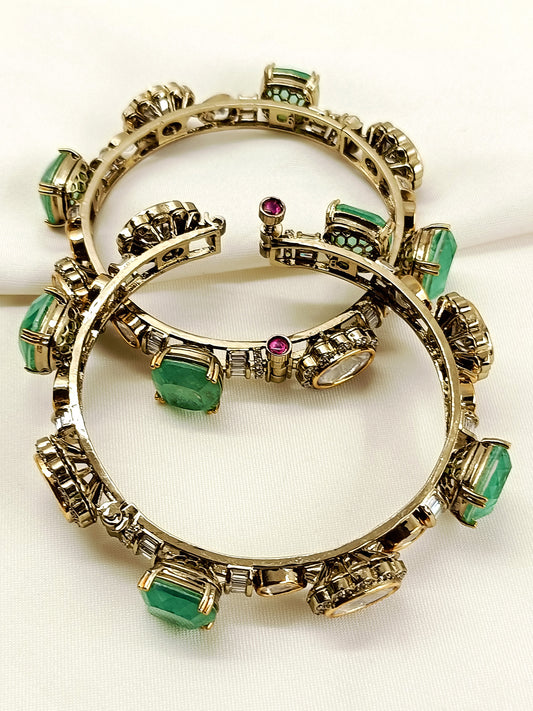Malleshwari Mint Green Kundan Bangles
