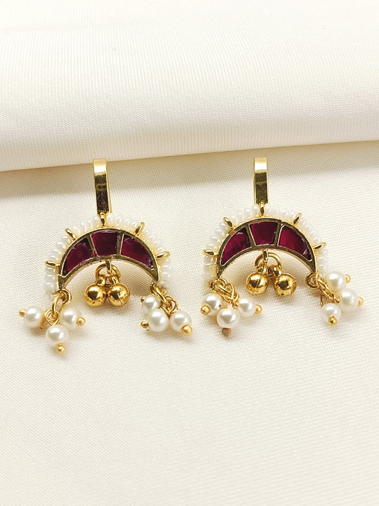 Hoor Ruby Gold Plated Kundan Ear Cuff  [ Price is for Pair ]