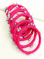 Harshita Majenta Fabric Bangles with Ghungroo