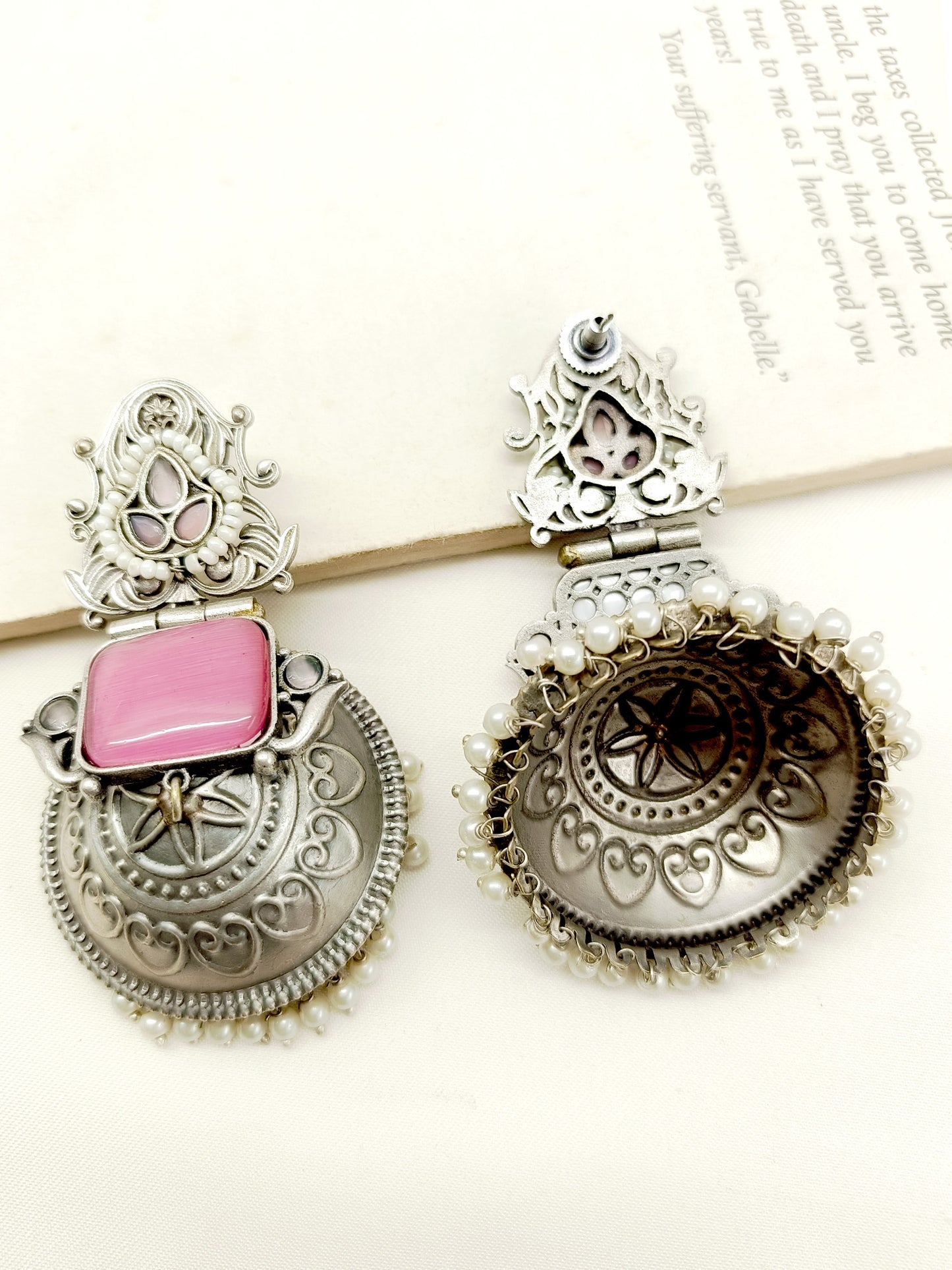 Sonu Pink Oxidized Jhumki