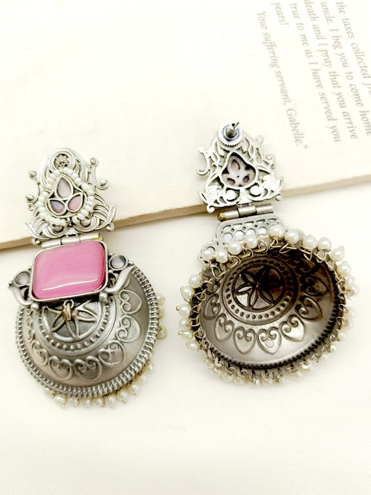 Sonu Pink Oxidized Jhumki