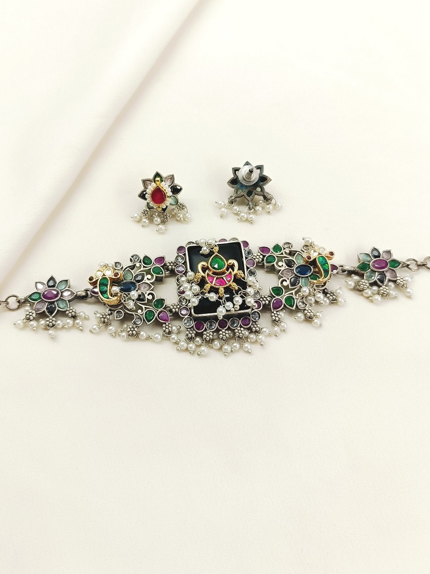 Vasuda Multi Colour Oxidized Choker Set