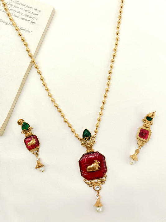 Pankhi R & G Antique Pendant Set