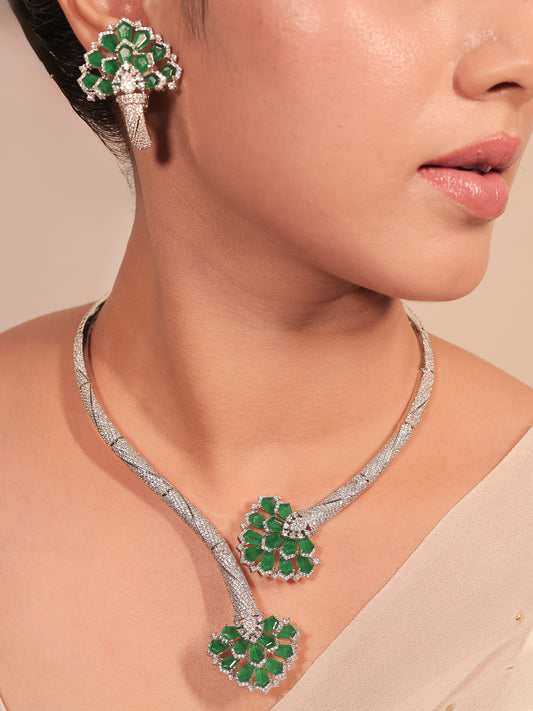 Amruta Green American Diamond Hasli Styled Set