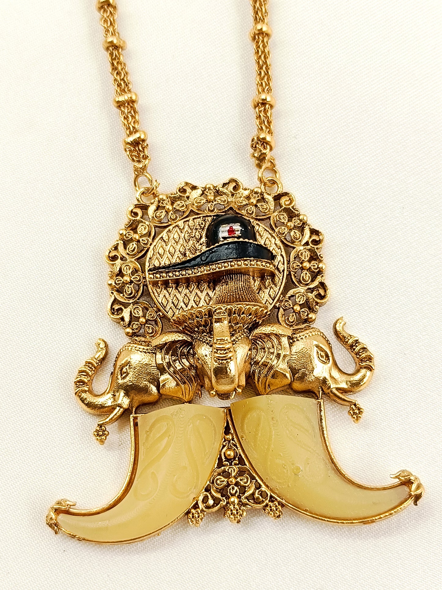 Naman Mahadev Shivling Pendant with Double Elephant