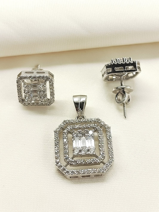 Shehnaaz 92.5 Silver Swarovski Stone Pendant Set