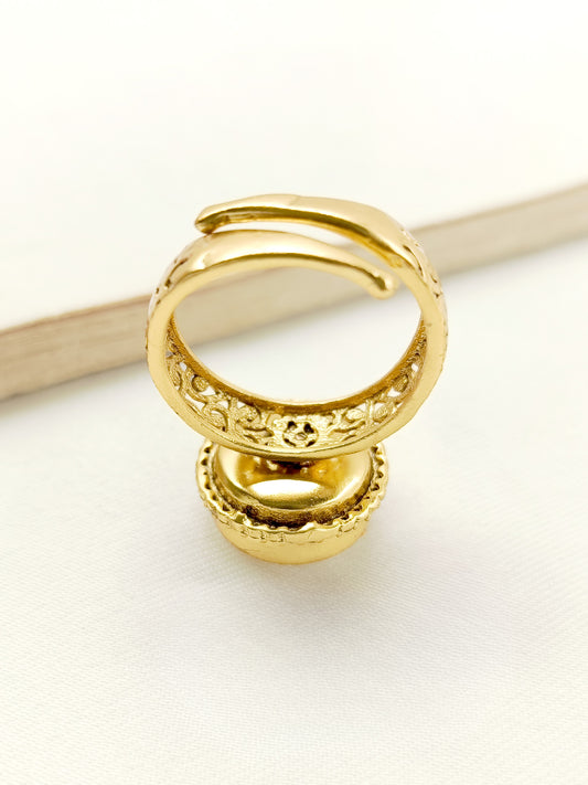 Sapthala White Kundan Finger Ring