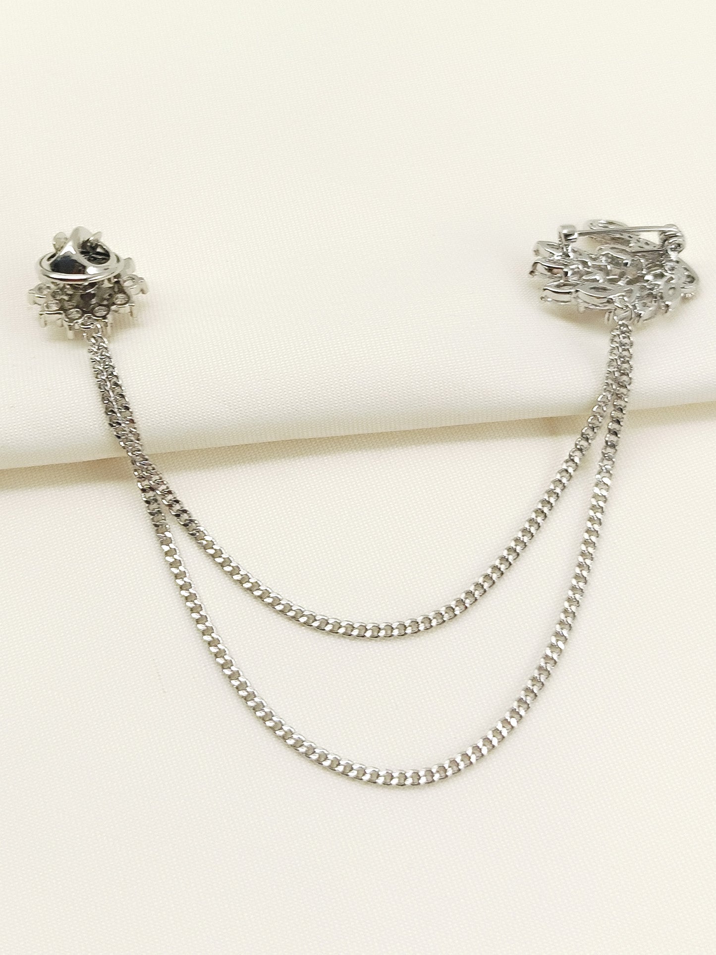Oshin Silver Swan Brooch Pin With Chain