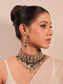 Bushra Mint Green Rhodium Plated Victorian Necklace Set