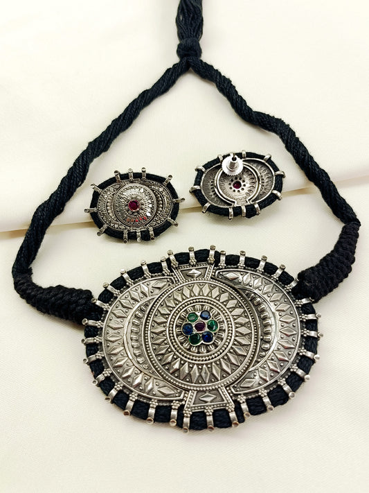 Rajlaxmi Multi Colour Oxidized Choker Set