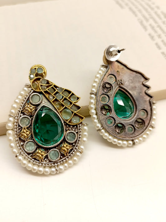 Maryam Turquoise Peacock Oxidized Earrings