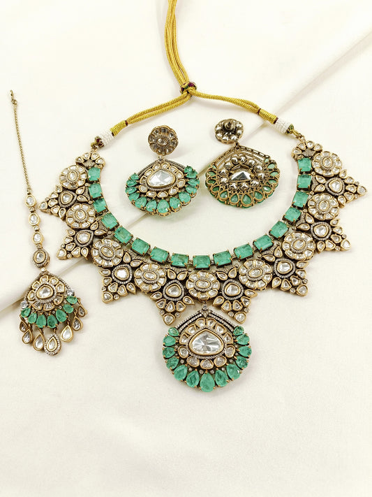 Haripriya Mint Green Kundan Bridal Choker Set