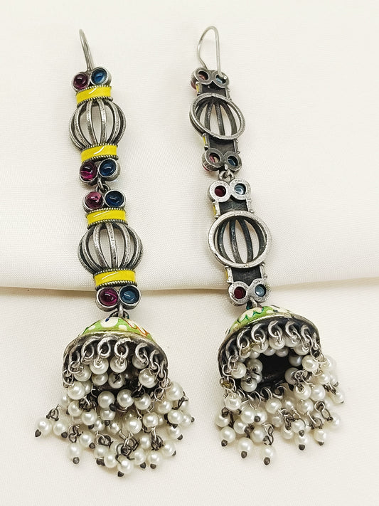 Abhistada Multi Colour Oxidized Jhumki
