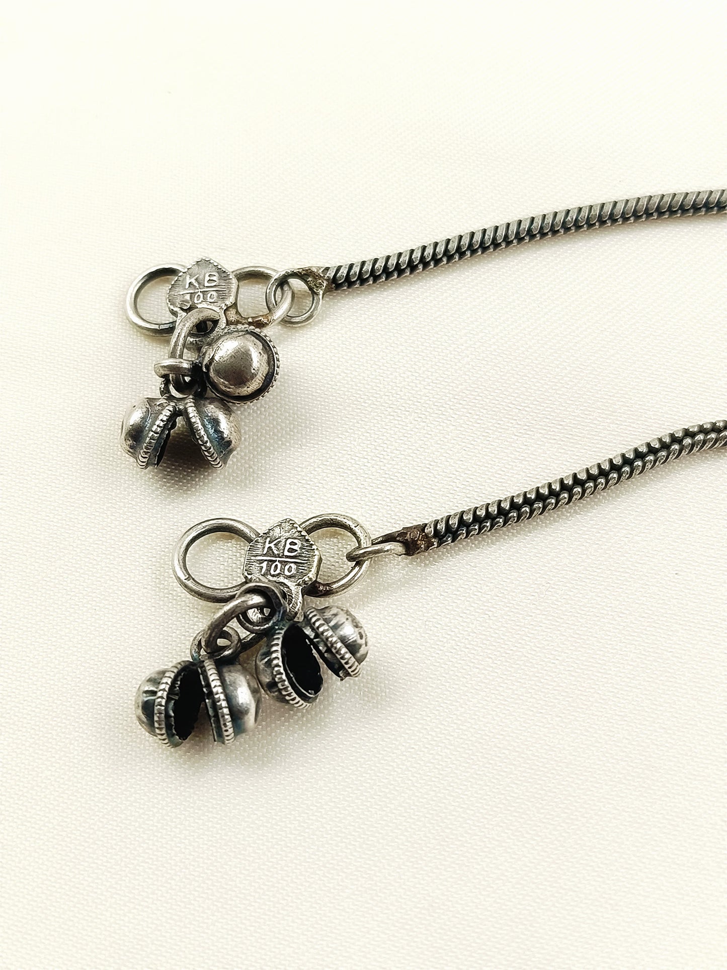 Yagvi Oxidized Silver Anklet Pair