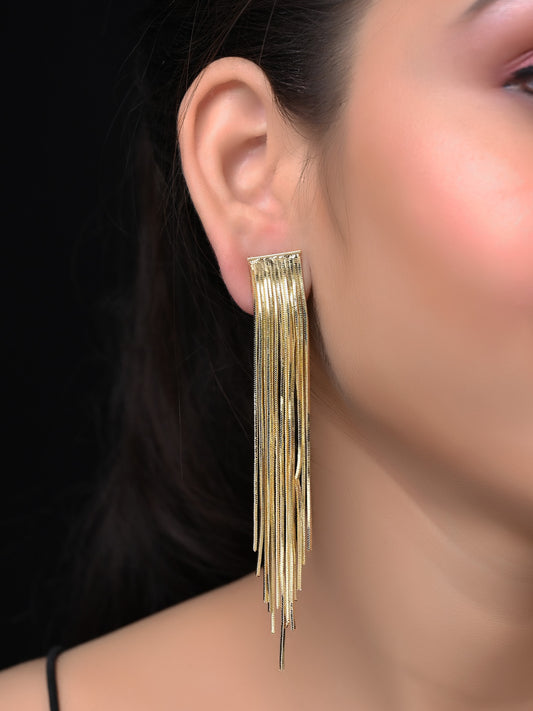 Raysha Long Golden Chain Earrings