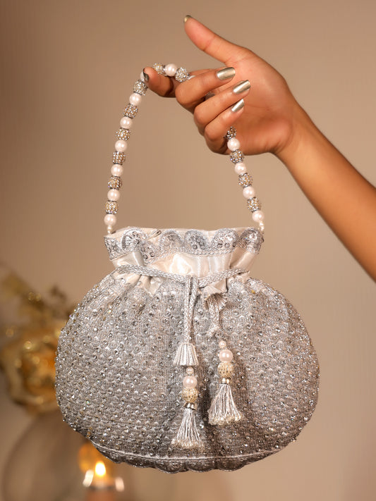 Gouhar Silver Potli Bag
