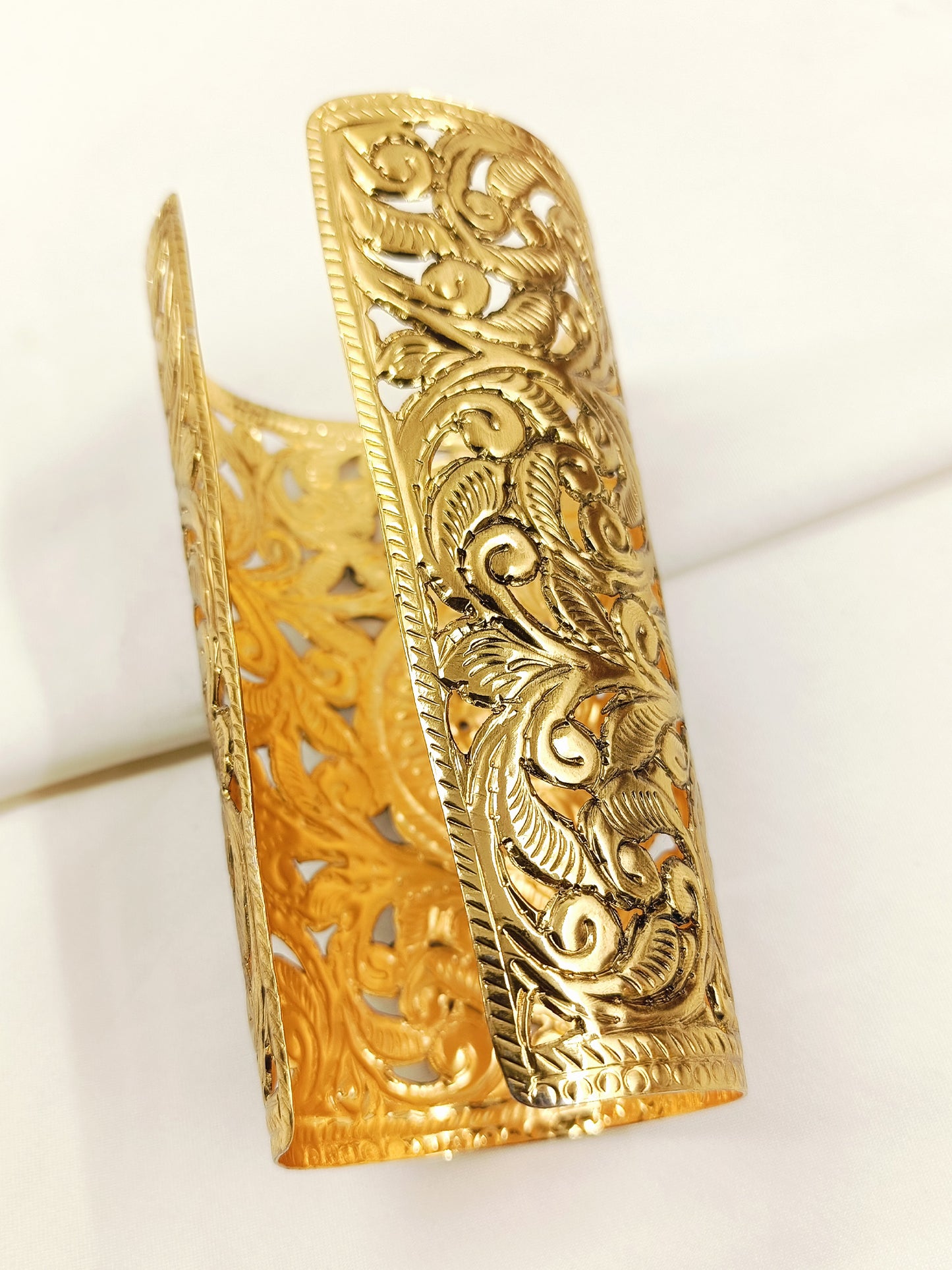Paisley Golden Filigree Wide Cuff Bracelet