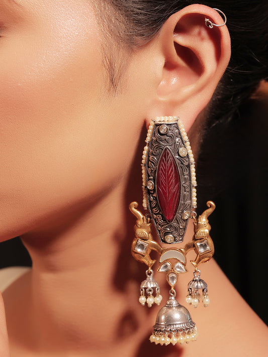 Manushri Rose Pink Two Tone Polish Boutique Jhumki