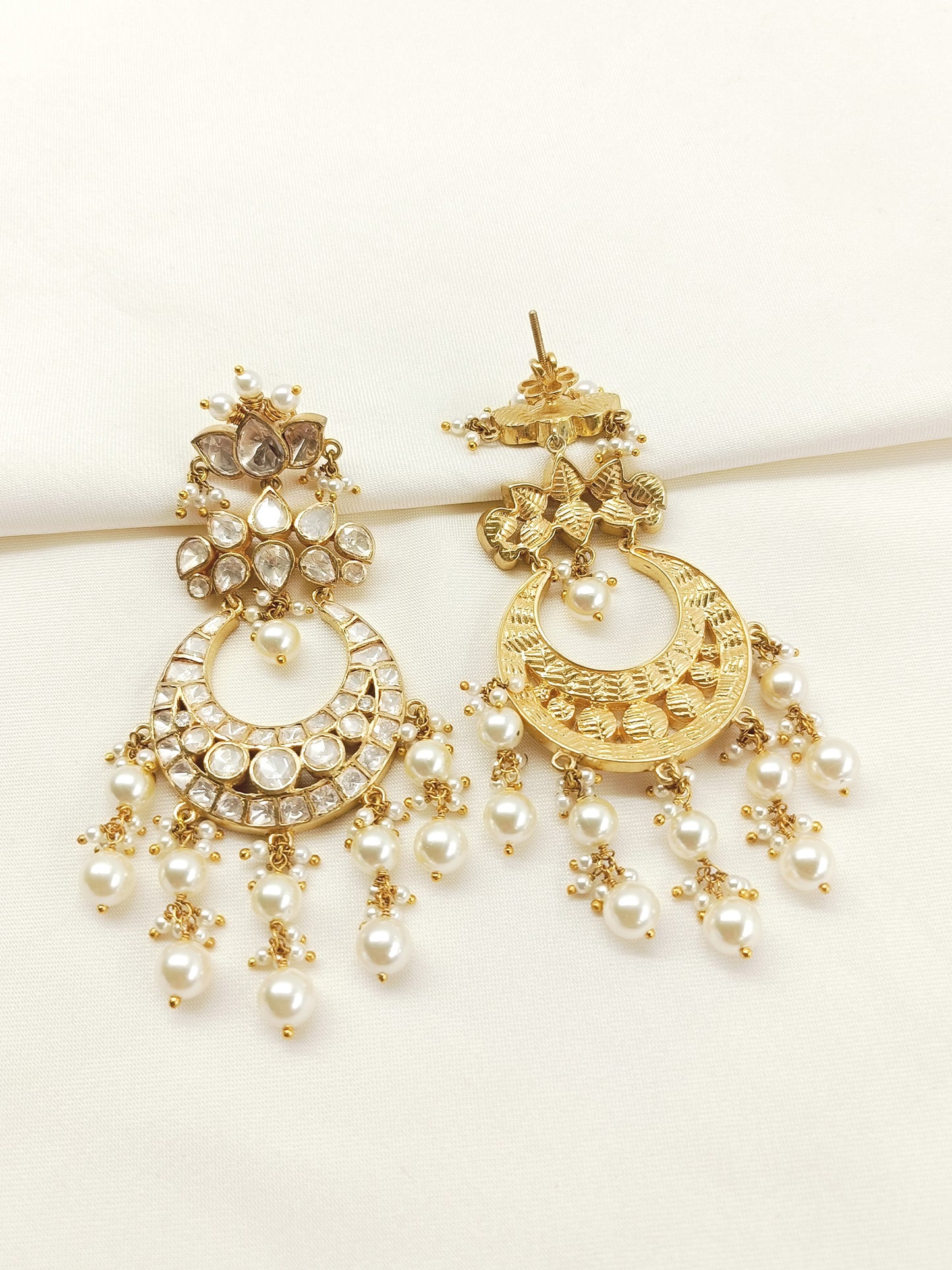 Wishi 92.5 Silver Moissanite Polki Earrings