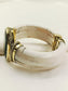 Sammi White Bone Green Stone Kada Men's Bracelet