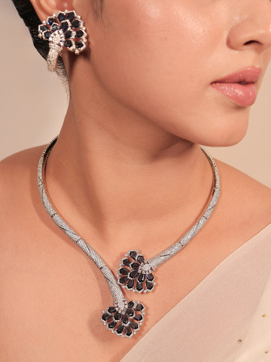 Darshika Blue American Diamond Hasli Styled Set