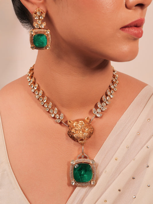 Irina Green Kundan Necklace Set