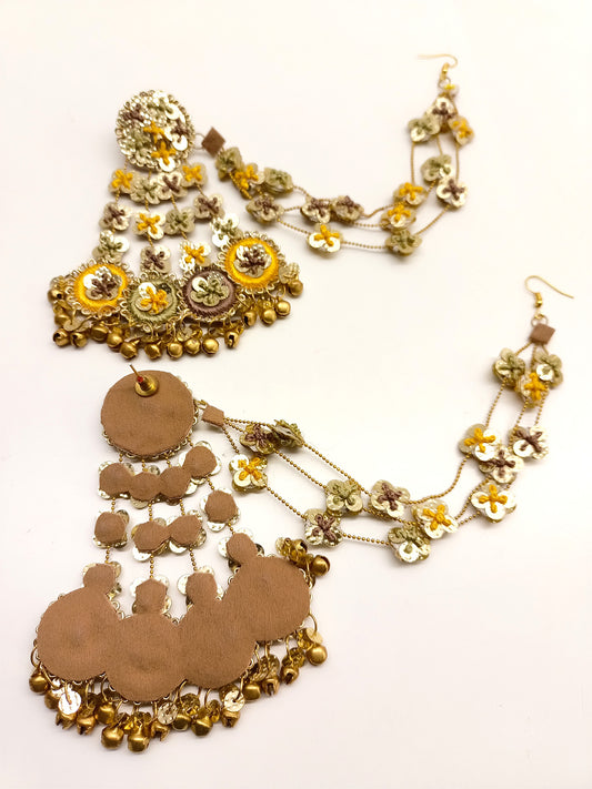 Zsofika Yellow Handmade Earrings With Side Chain