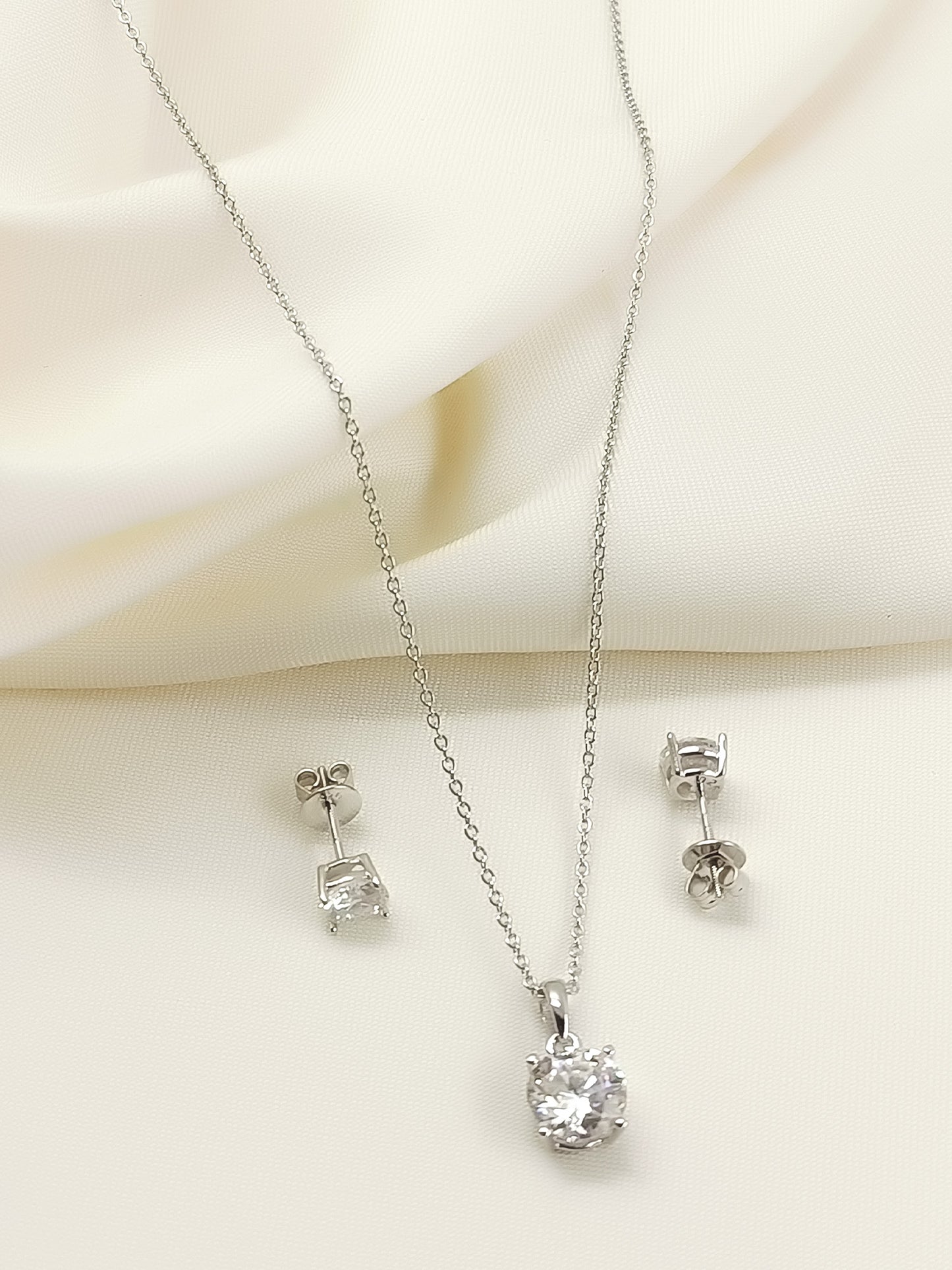 Biana 92.5 Silver American Diamond Pendant Set