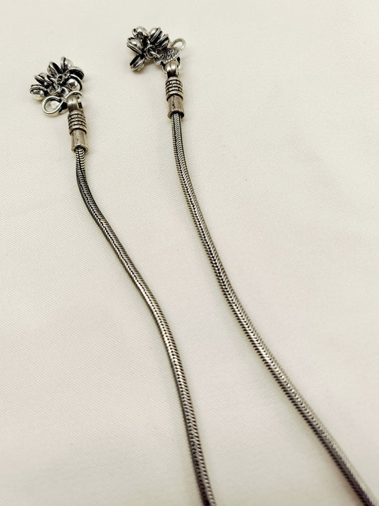Dajshi Delicate Oxidized Silver Anklet