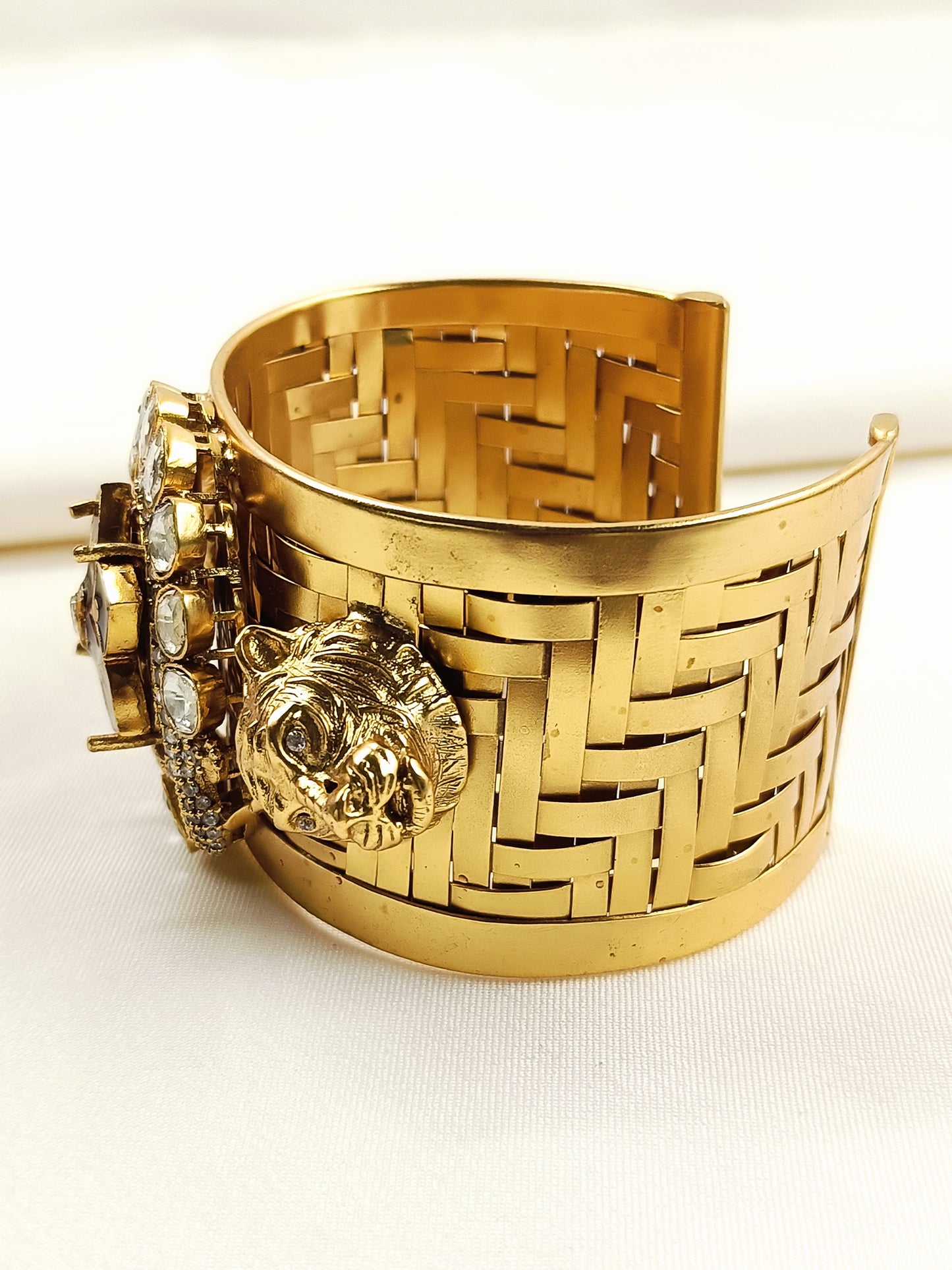Shaan Ruby Men's Lion Gold Bracelet