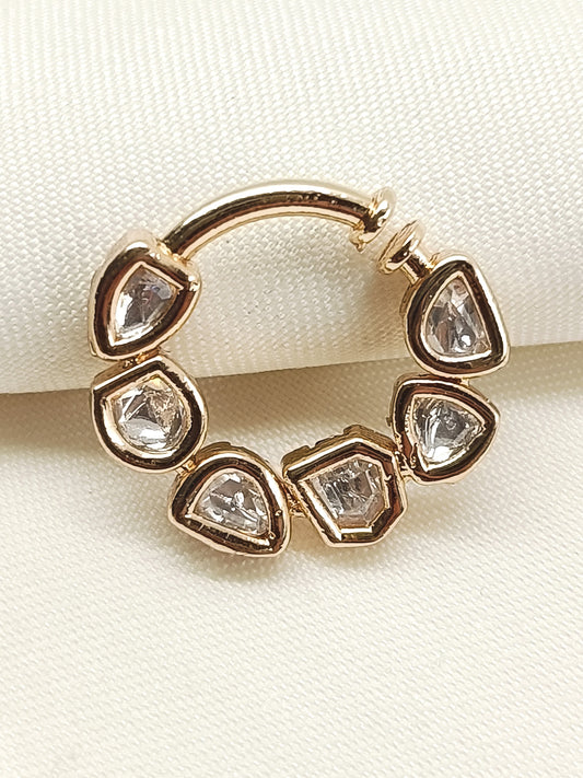 Adya White Gold Kundan Bridal Nath