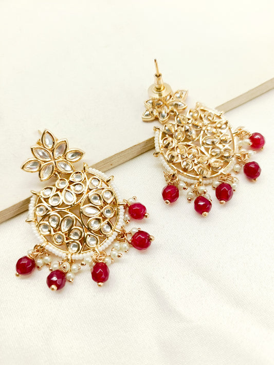 Anabia Maroon Kundan Earrings