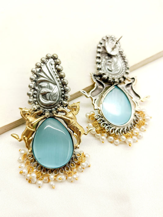 Karuli Sky Blue Oxidized Earrings