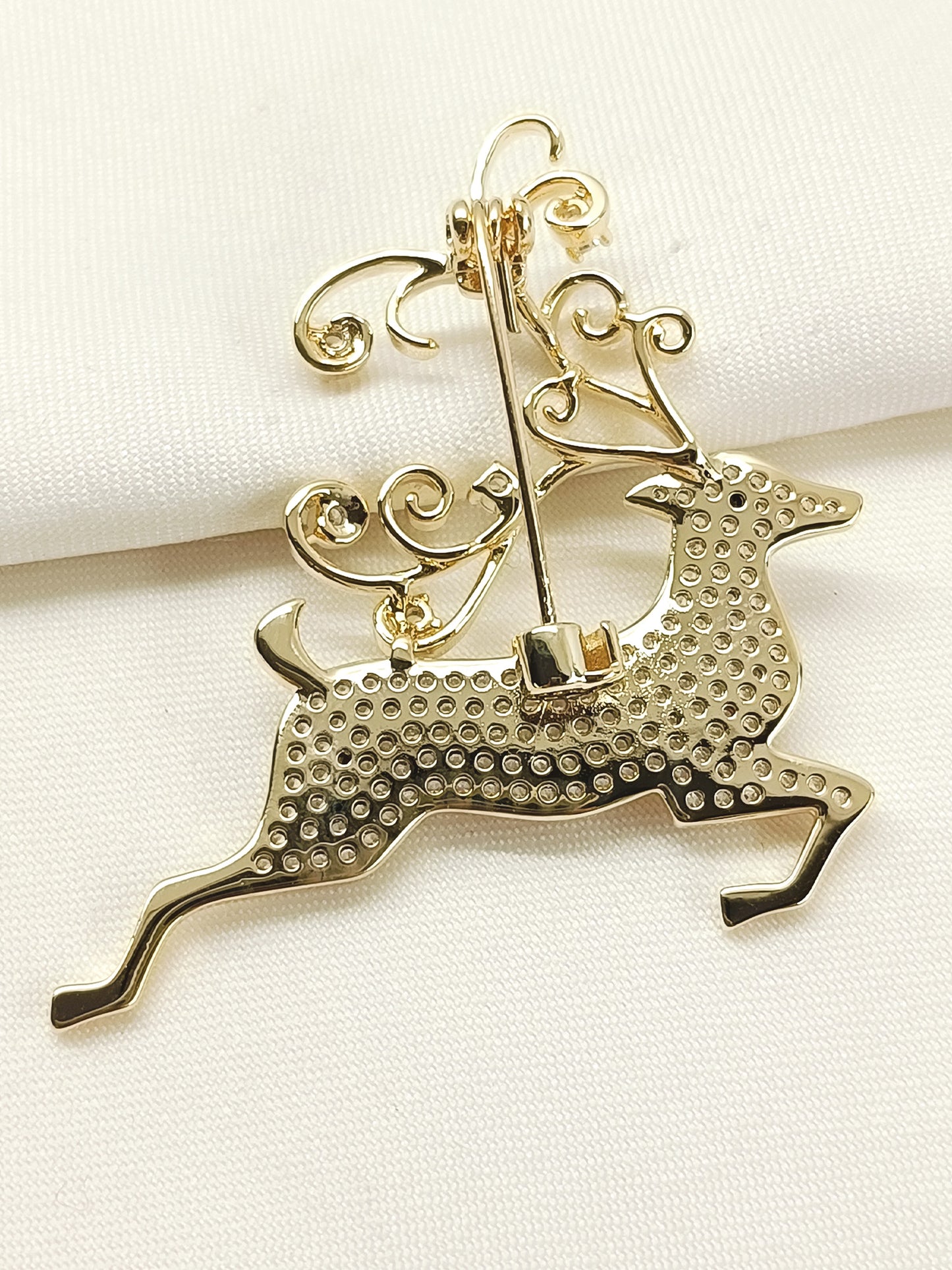 Ayanna Golden Reindeer Brooch
