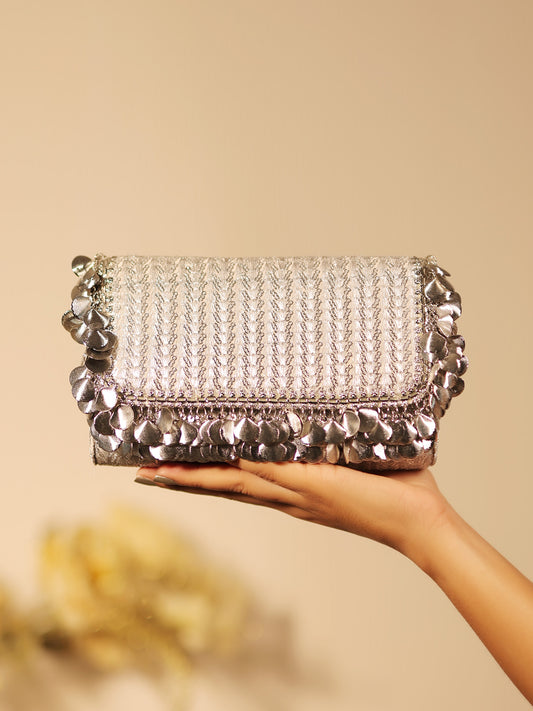 Deya Silver Evening Clutch