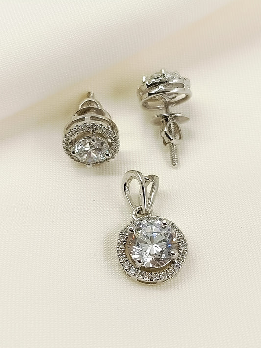 Inaya 92.5 Silver Swarovski Stone Pendant Set