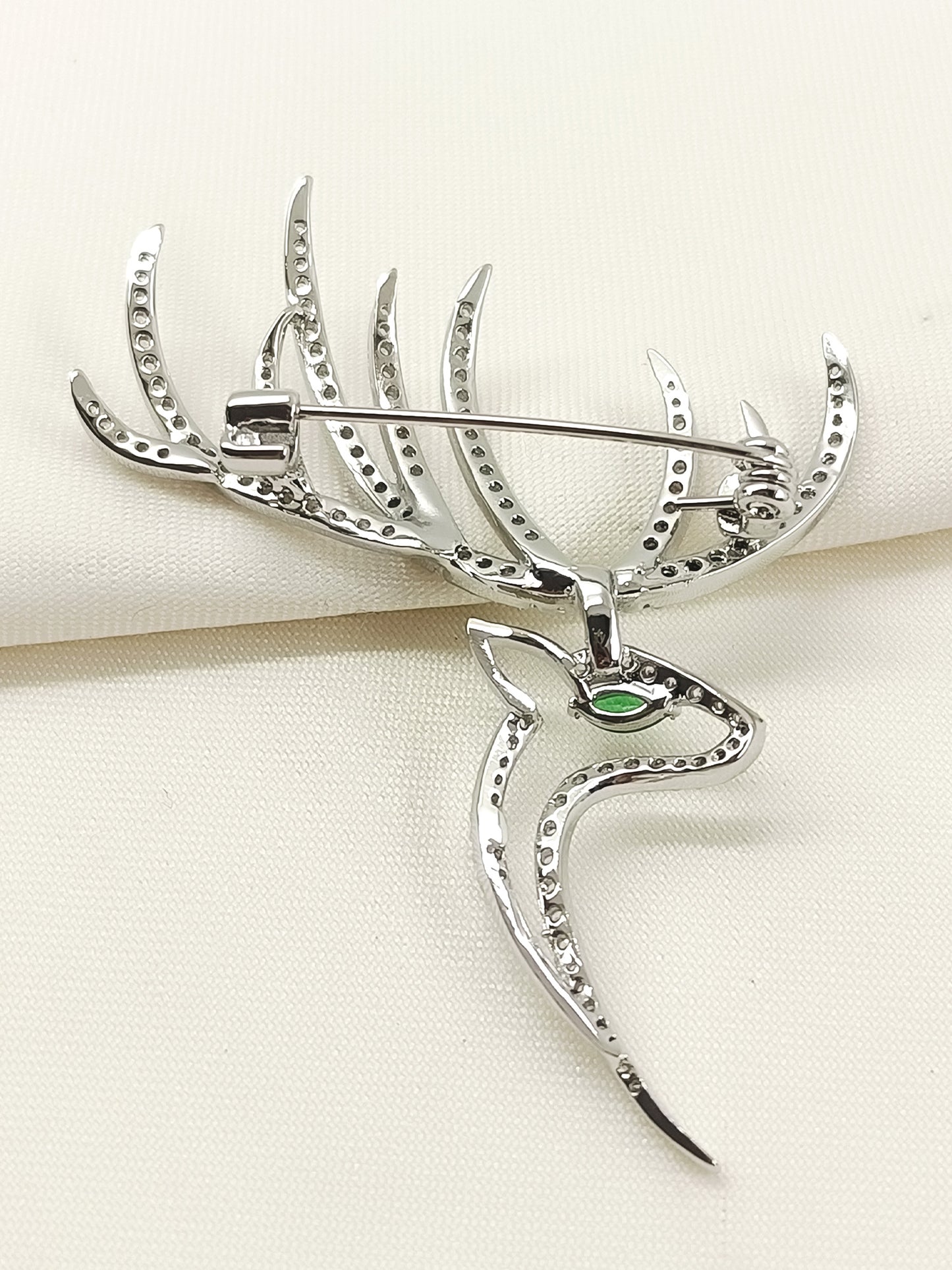 Zakirah Silver Reindeer Brooch