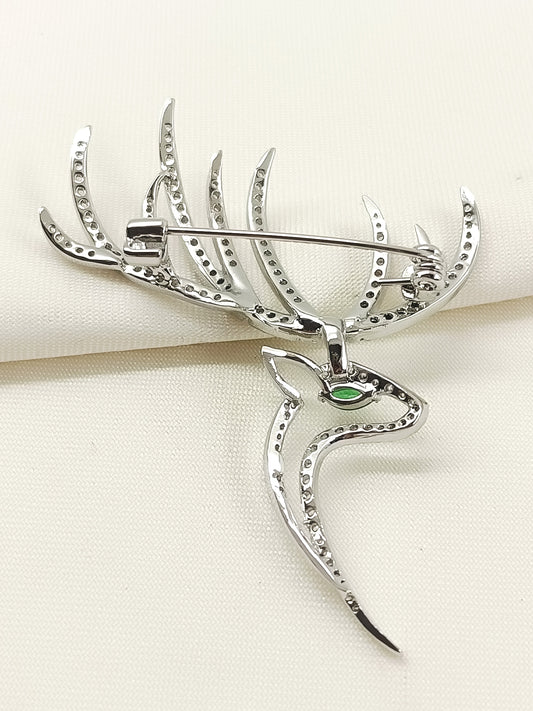 Zakirah Silver Reindeer Brooch