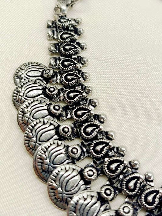 Mohi Oxidized Silver Anklet