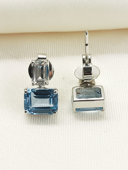 Camelia Aqua Blue 92.5 Silver Swarovski Stone Tops