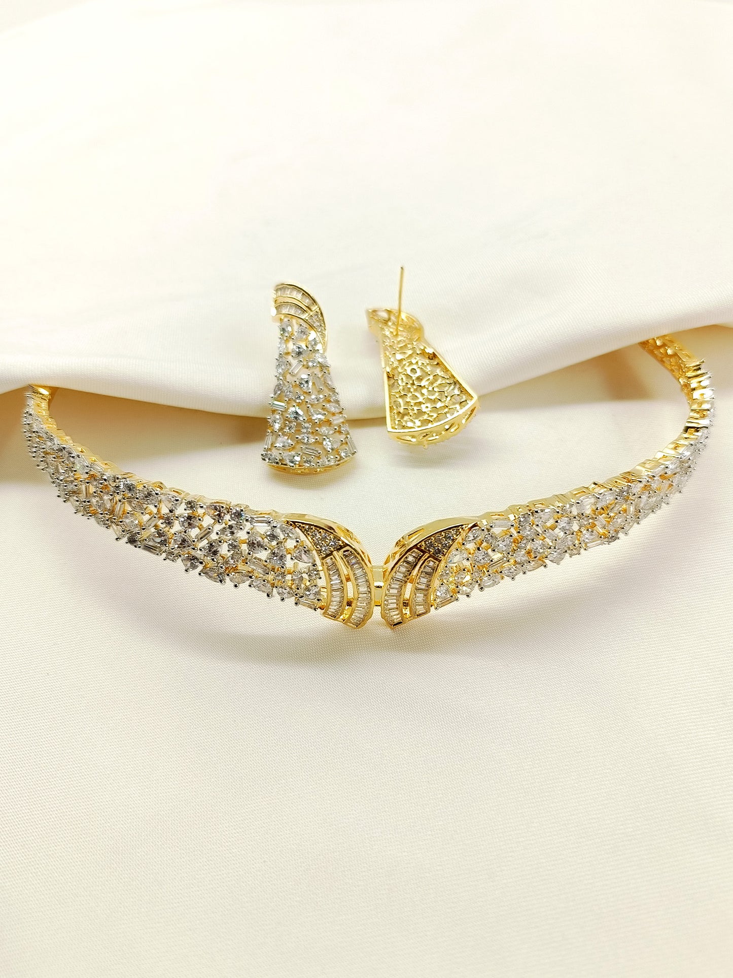 Raissa White American Diamond Choker Set