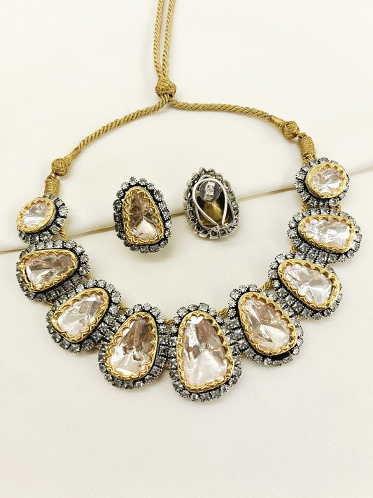 Nabila 92.5 Silver Moissonite Necklace Set