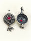 Anchal Oxidized Tribal Sunburst Ear Cuff with Ruby Pink Stone & Ghungroo